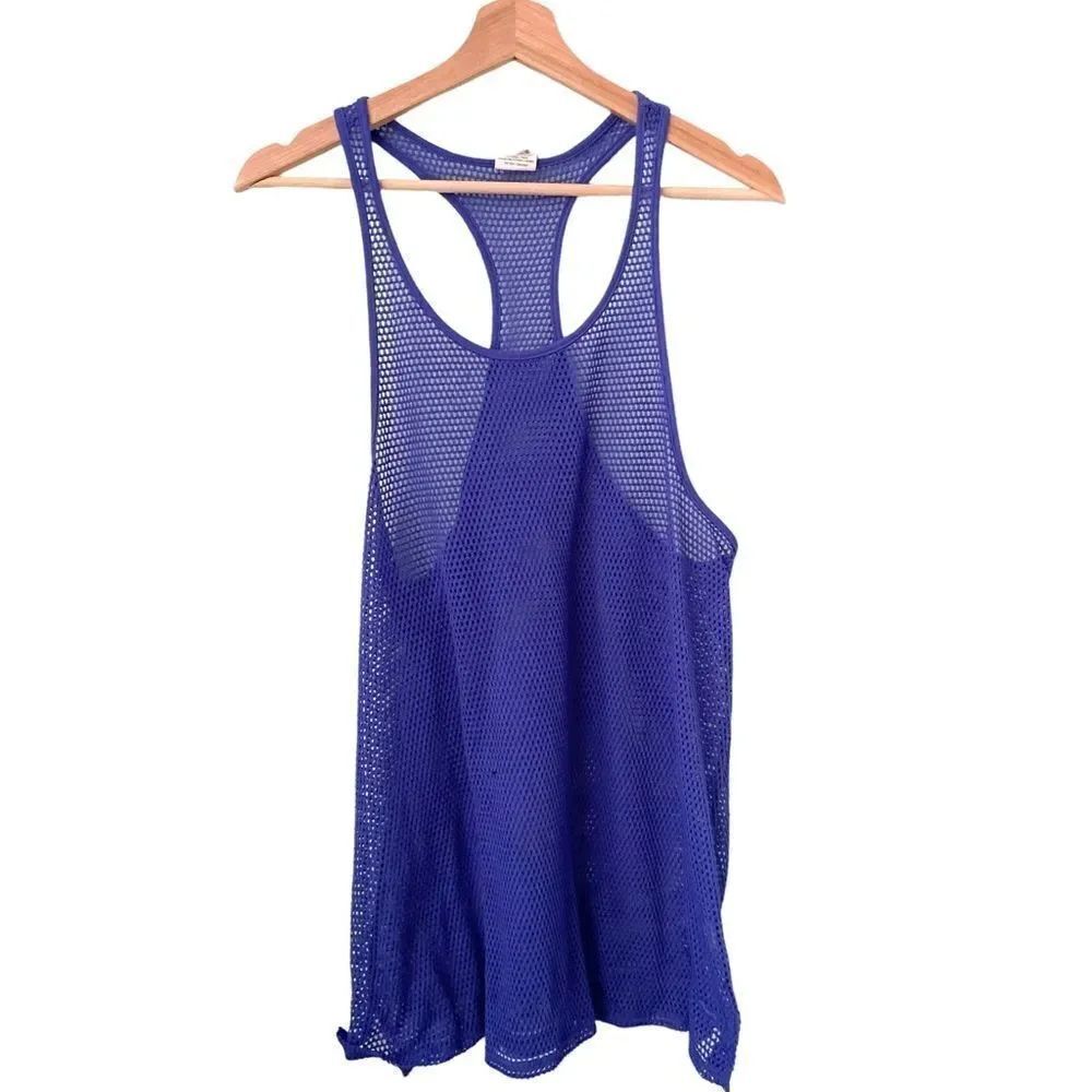 PINK Victoria's Secret Blue Fishnet Tank Top in Size Small